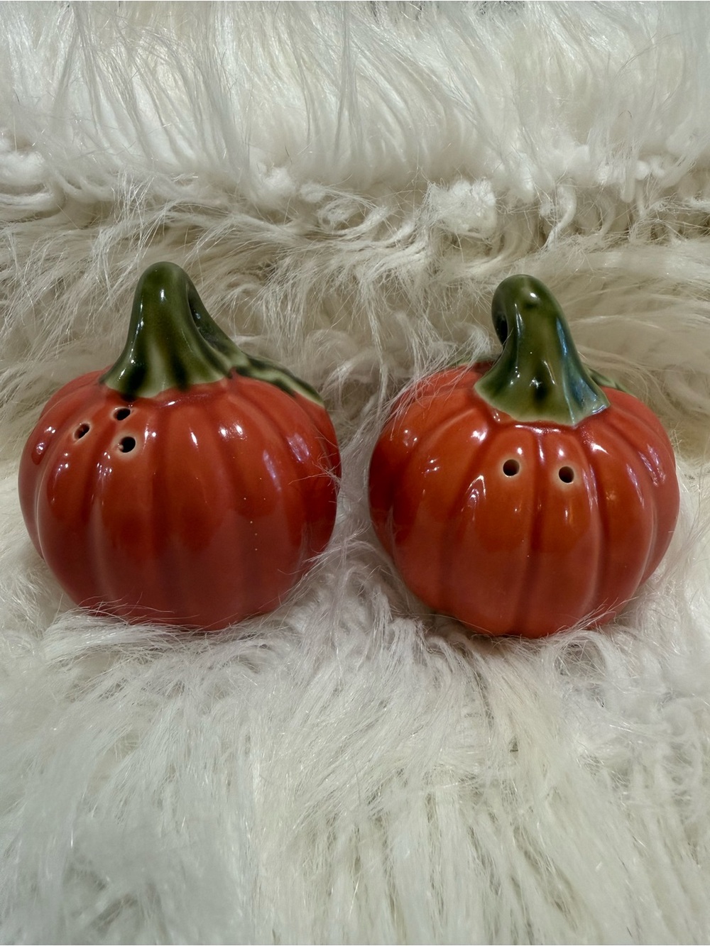 Ceramic Pumpkin Salt and Pepper Shakers - Orange Set